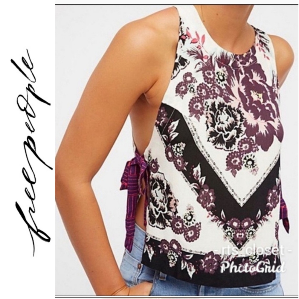 Free People This Sweet Love Floral side tie top